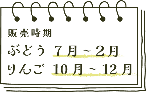 ぶとうとりんごの販売時期イラスト